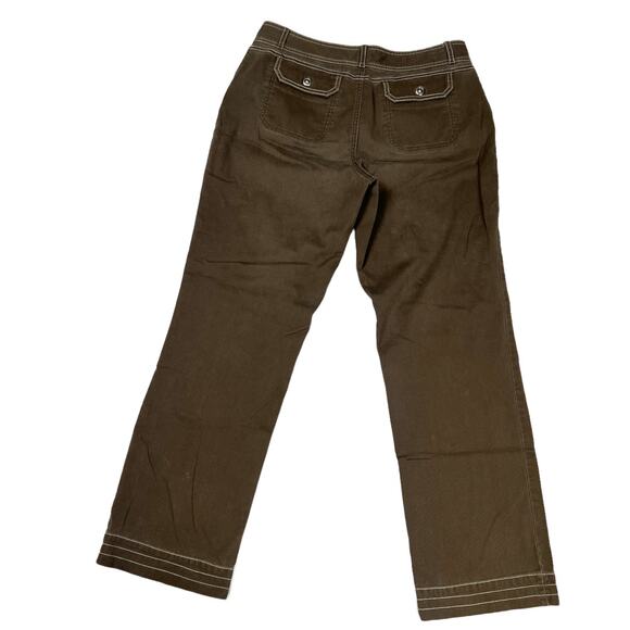 Cabela's Hiking Pants Straight Leg Brown Stitched Zip Fly Womens 12 Cotton Blend - Picture 2 of 13